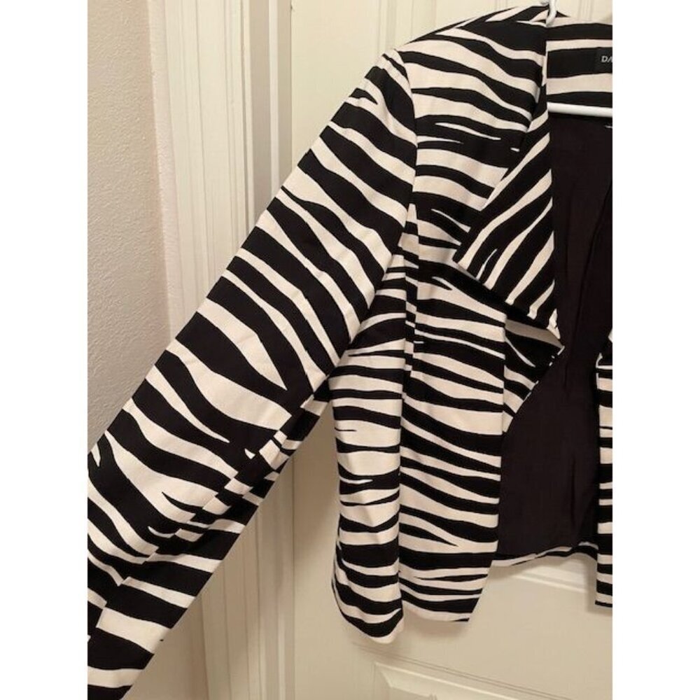 Dana Buchman Vintage Cropped Blazer Jacket Women's Size 14 Silk Blend Zebra Prin - Picture 5 of 16